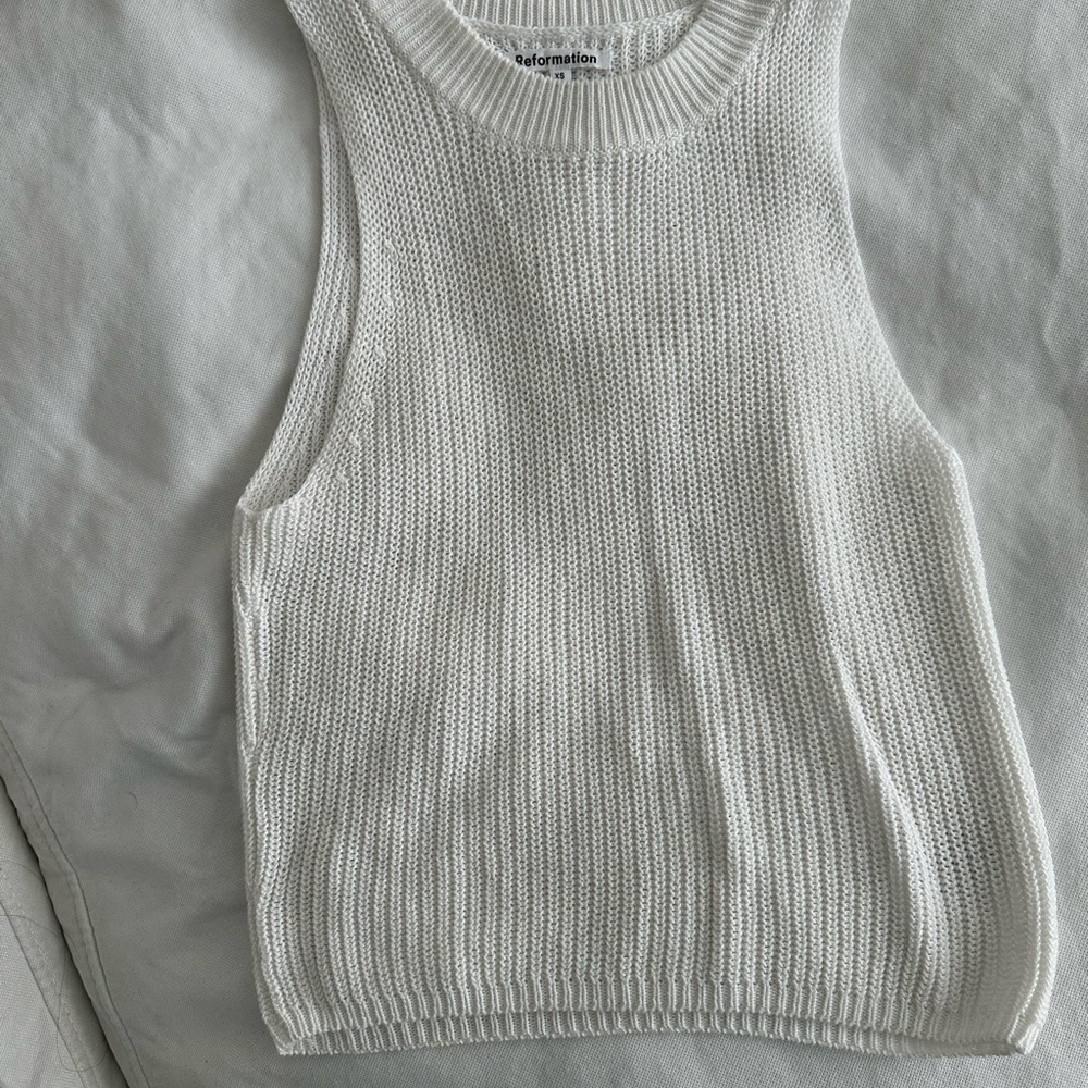 Reformation White Knit Tank Top